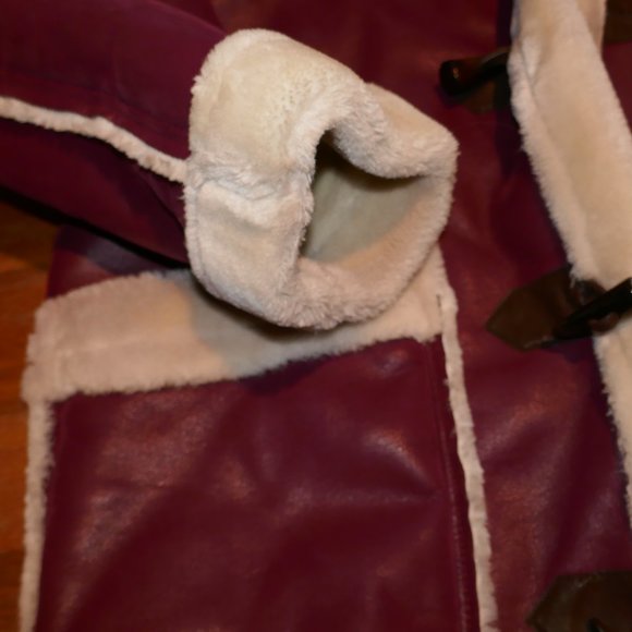 MENS 2XL Jordan Craig Denali Shearling Burgundy Fisherman PIMP FUR Coat Jacket - Picture 6 of 13